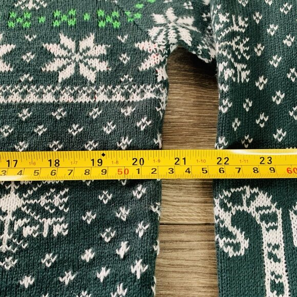 Christmas Ugly Sweater Mens L Knit Elf I Know Him Green & Red Pull-Over - Picture 4 of 15